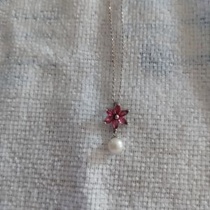 Pink flower necklace